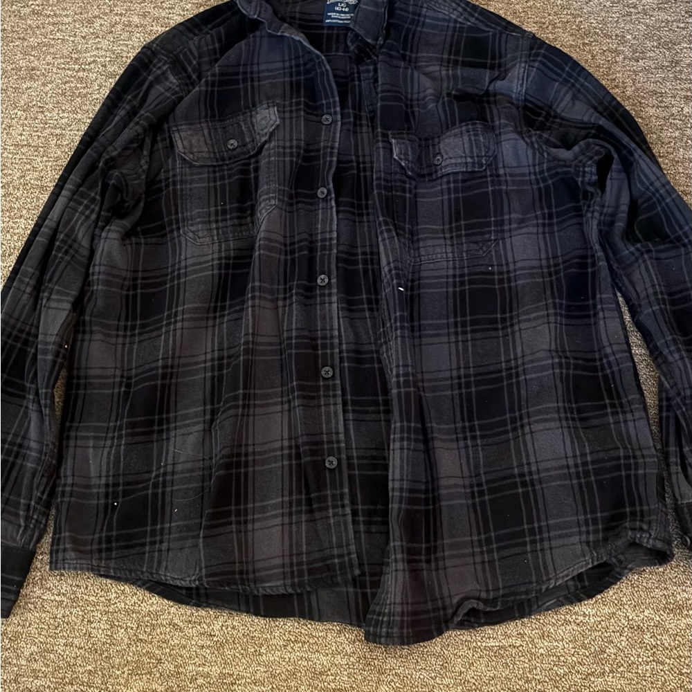 Faded Glory Charcoal Plaid Shirt
